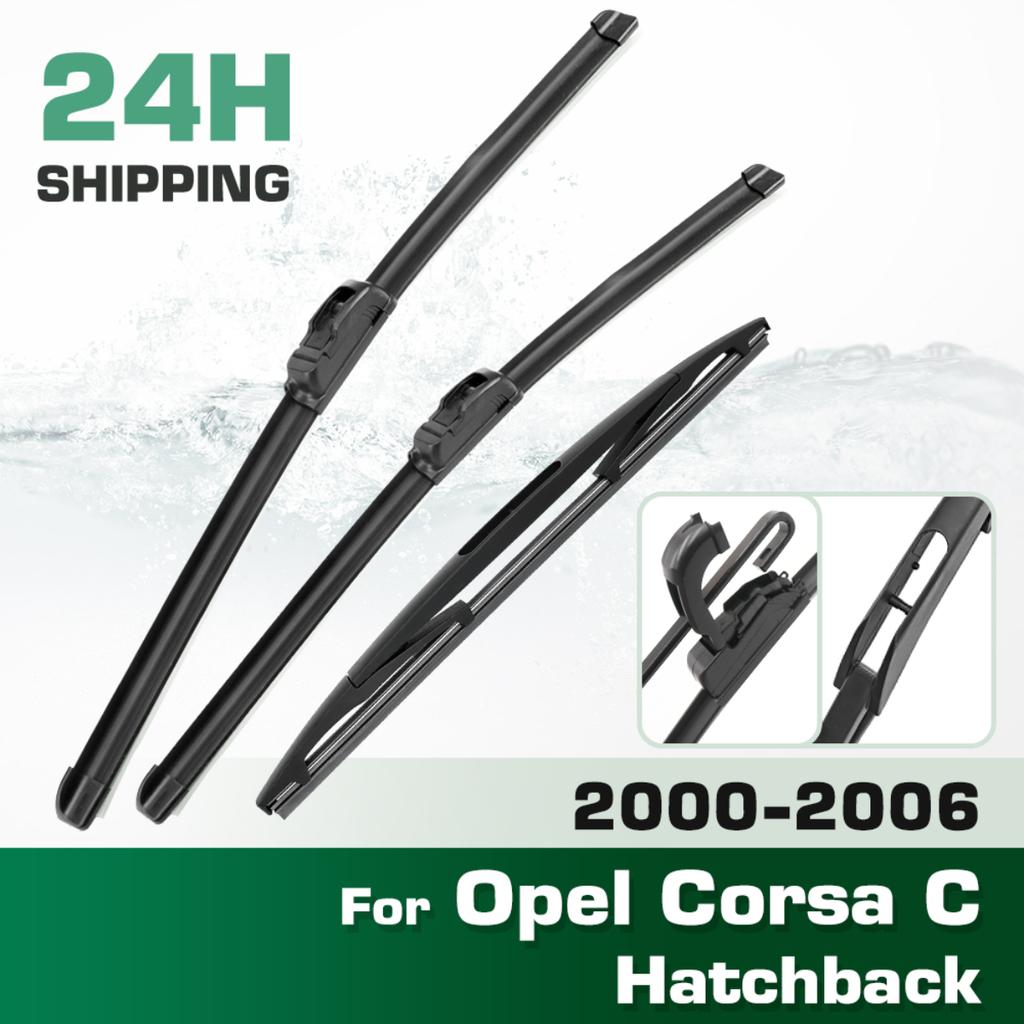 For Opel Corsa C Hatchback 2000-2006 2001 2002 Wiper Front & Rear Wiper Blades Windshield Windscreen Window Brushes 20"+18"+16