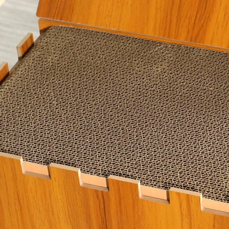 Case pentru zgâriat pisici Casă de pisici din lemn detașabilă Fund anti-alunecare Durabilă și confortabilă Ușor de instalat Vilă pentru animale de companie de exterior