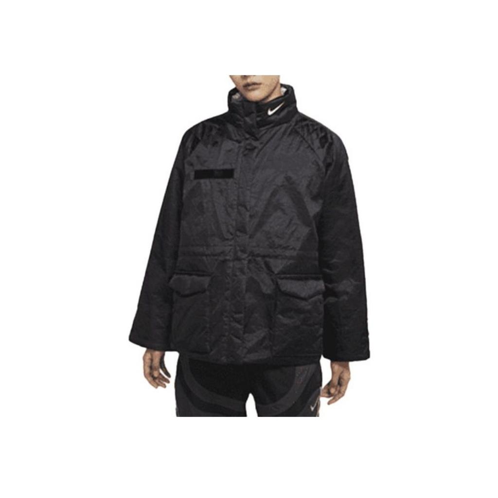 Nike Stand Collar Solid Color Casual Sport Cotton Jacket Women Outerwear Black DD4647-010