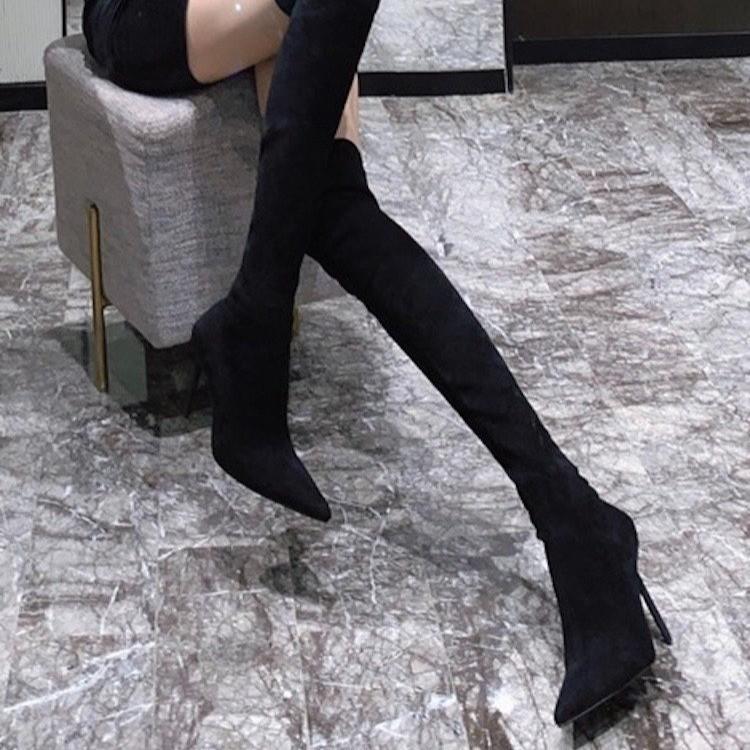 Knee over long boots for women in autumn and winter 2026 new style pointed high tube slim heels high heels elastic slim boots