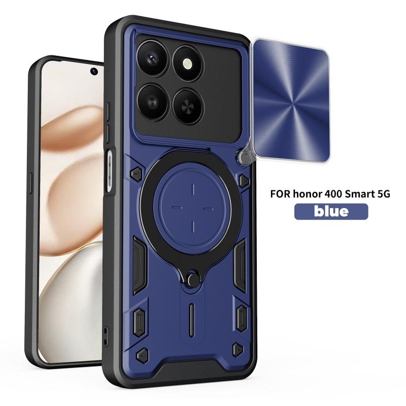 Etui For Honor 400 Smart 5G Global z osłoną obiektywu, Pancerne, Odporne na wstrząsy Etui na telefon Coque For Honor X7D 5G z uchwytem na pierścień