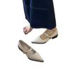 Soft leather version~ one-pedal pointed thick heel Mary Jane shoes light mouth one word with French commuter light mouth temperament single shoes