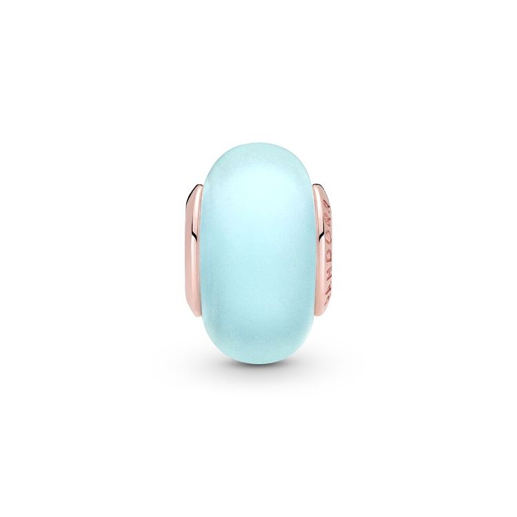 Pandora Murano Glass Charm Rose Gold Matte Blue Women Charm 789420C00