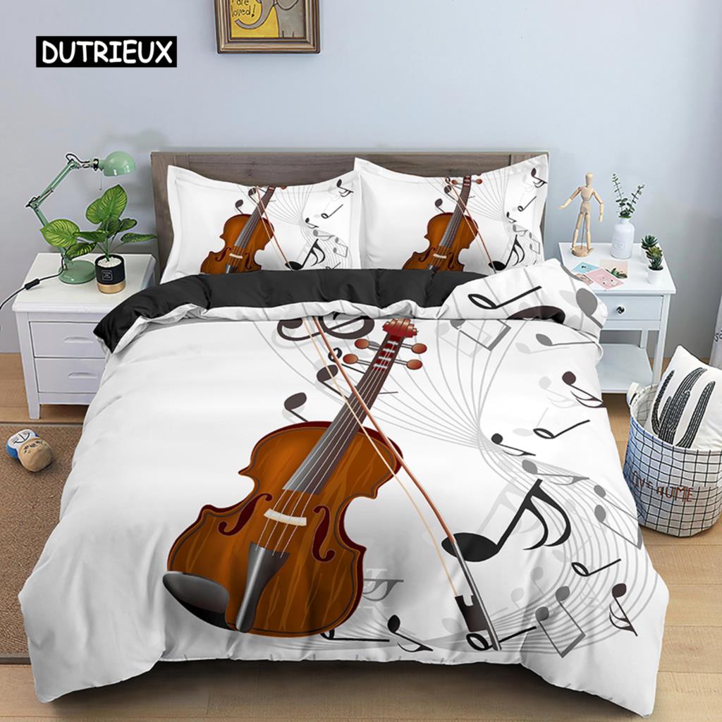 3D Potlač Posteľná Súprava Gitara Prikrývka pre Bábätká Deti s Obliečkou na Vankúš Prikrývka Hudobná Nota Polyesterová Prikrývka