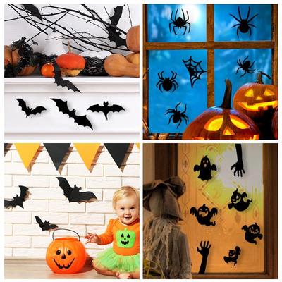 3D Halloween Wall Stickers: Ghost, Bat & Spider Decorations for Living Room Festival Scenes
