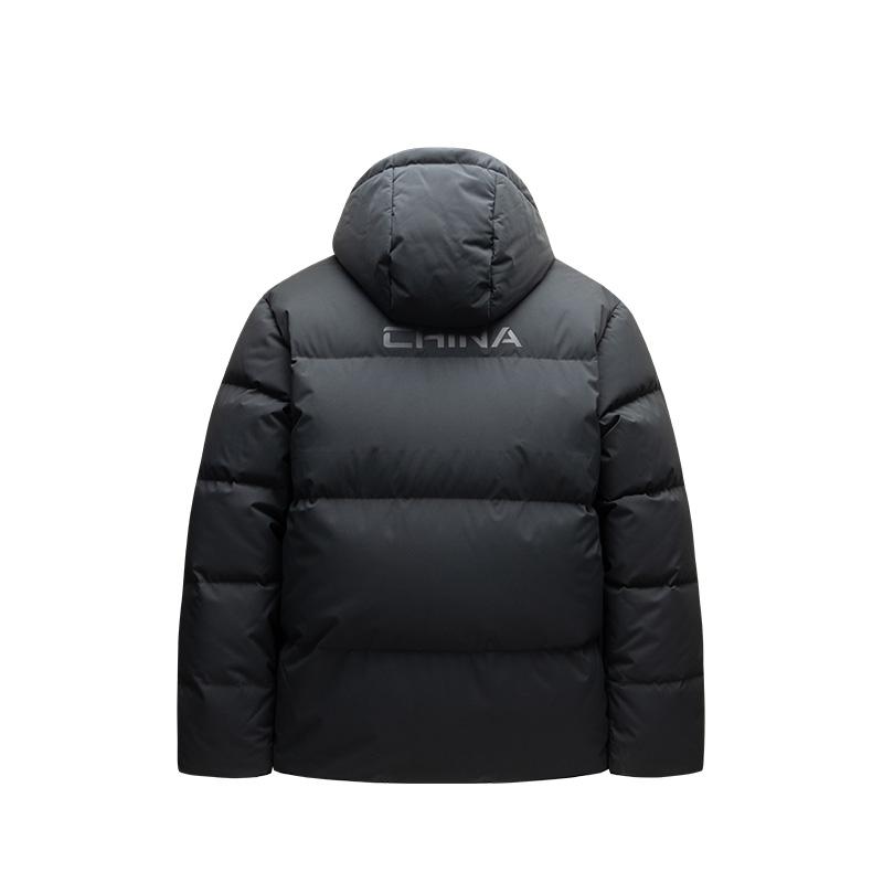 Anta Solid Color Warm Loose Fit Hooded Puffer Jacket Unisex Outerwear Black 172517901-4