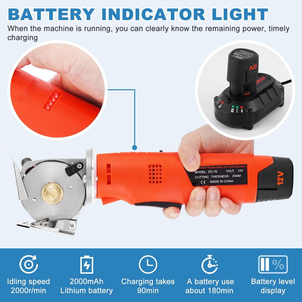 MXBAOHENG Rechargeable Electric Fabric Electric Fabric Scissors for Cutting and Maximum Cutting Thickness Requires 2 Cordless Cutting Electric Cutter,