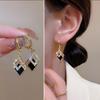 2024 Trending Black Rhinestone Statement Earrings for Women Korean Gold Color Buckle Pendants Hanging Designer Earrings Jewelry