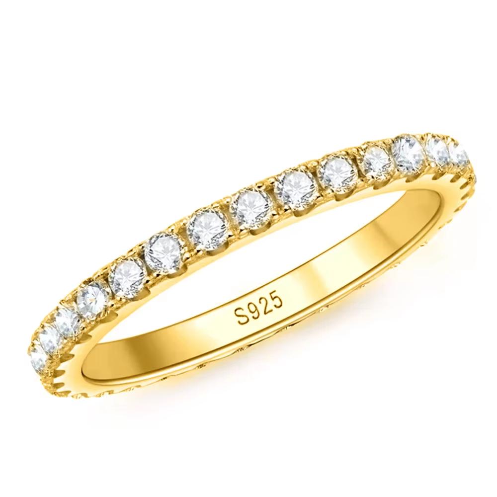 2mm D Color Moissanite Ring Sterling Sliver Solid 18k White Gold Eternity Band Wedding Engagement Rings For Women