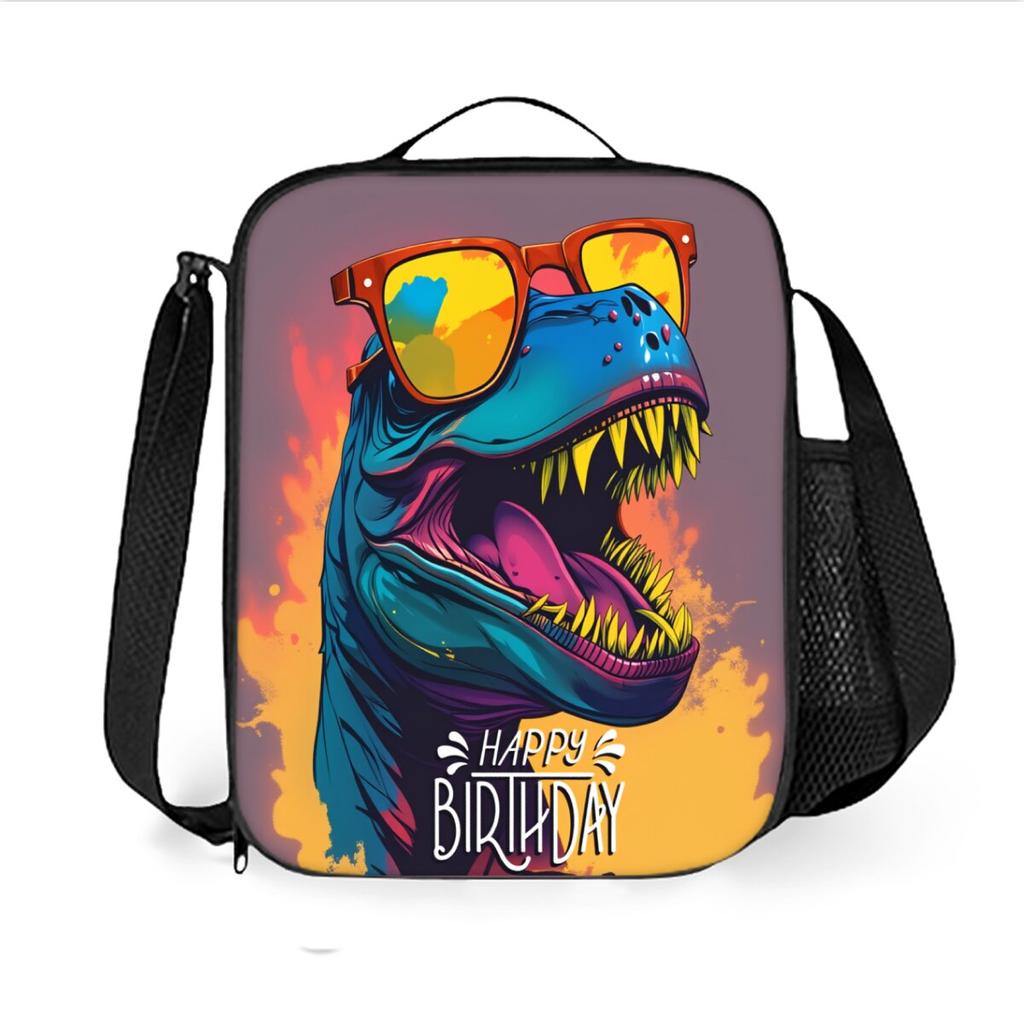 Dinosaur Pattern Shoulder Strap Lunch Bag For Boy/Girls Best Gifts 2D Flat Cartoon School Bento Lunch Box Bag For Children