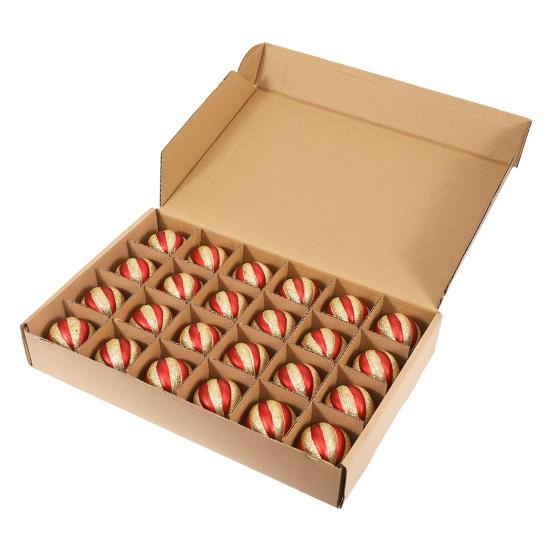 24 Pcs Red And White Christmas Ball Ornaments 2.36 Inch Shatterproof Plastic Glitter Candy Cane Balls Christmas Tree Ornaments