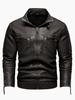 Men's Retro PU Leather Motorcycle Jacket with Pockets