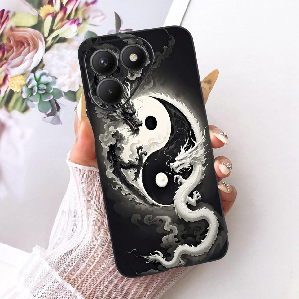 Casing For Tecno Pova 7 4G 5G LJ6 LJ7 Phone Case Pova 7 Pro Pova7 Ultra Cases Cute Cartoon Animals Dragon Lion Soft Black Cover