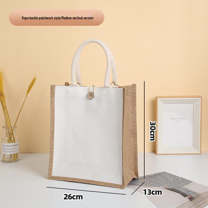 Custom Logo Hand-Painted Tote: Jute, Canvas, Cotton & Linen Handbag, Burlap DIY Lunch Box Bag