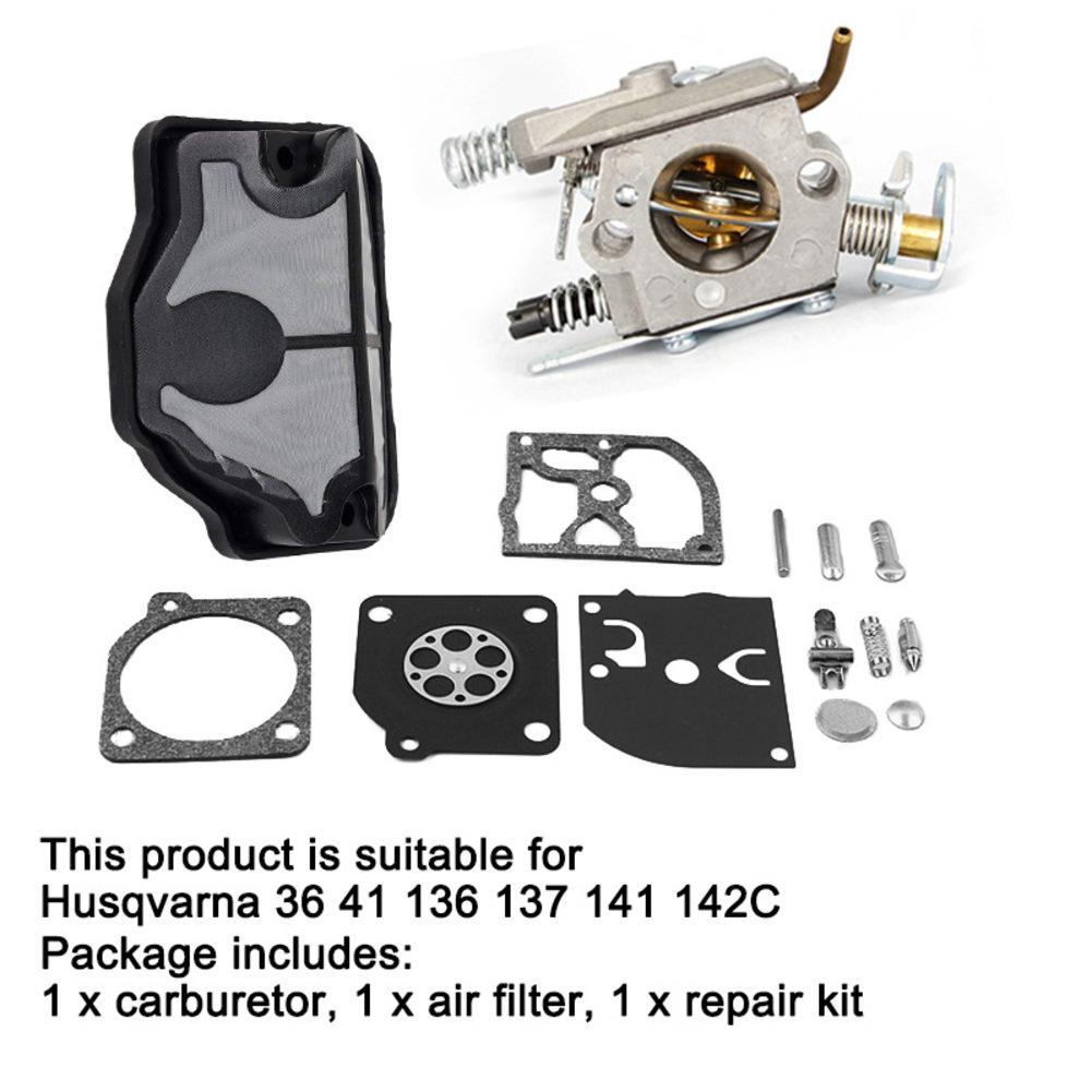 Chainsaw Carburetor Kit for HUA 36 41 136 137 141 142 Repair Set with Air Filter OEM Replacement For 530071987 530019172