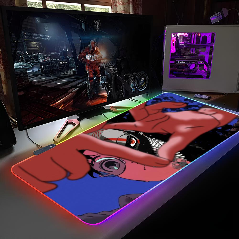 Anime D-Dandadanes Mouse Pad RGB Backlit Mouse Pad Laptop Mouse Pad Laptop Gamer Computer Desk Gaming Accessories