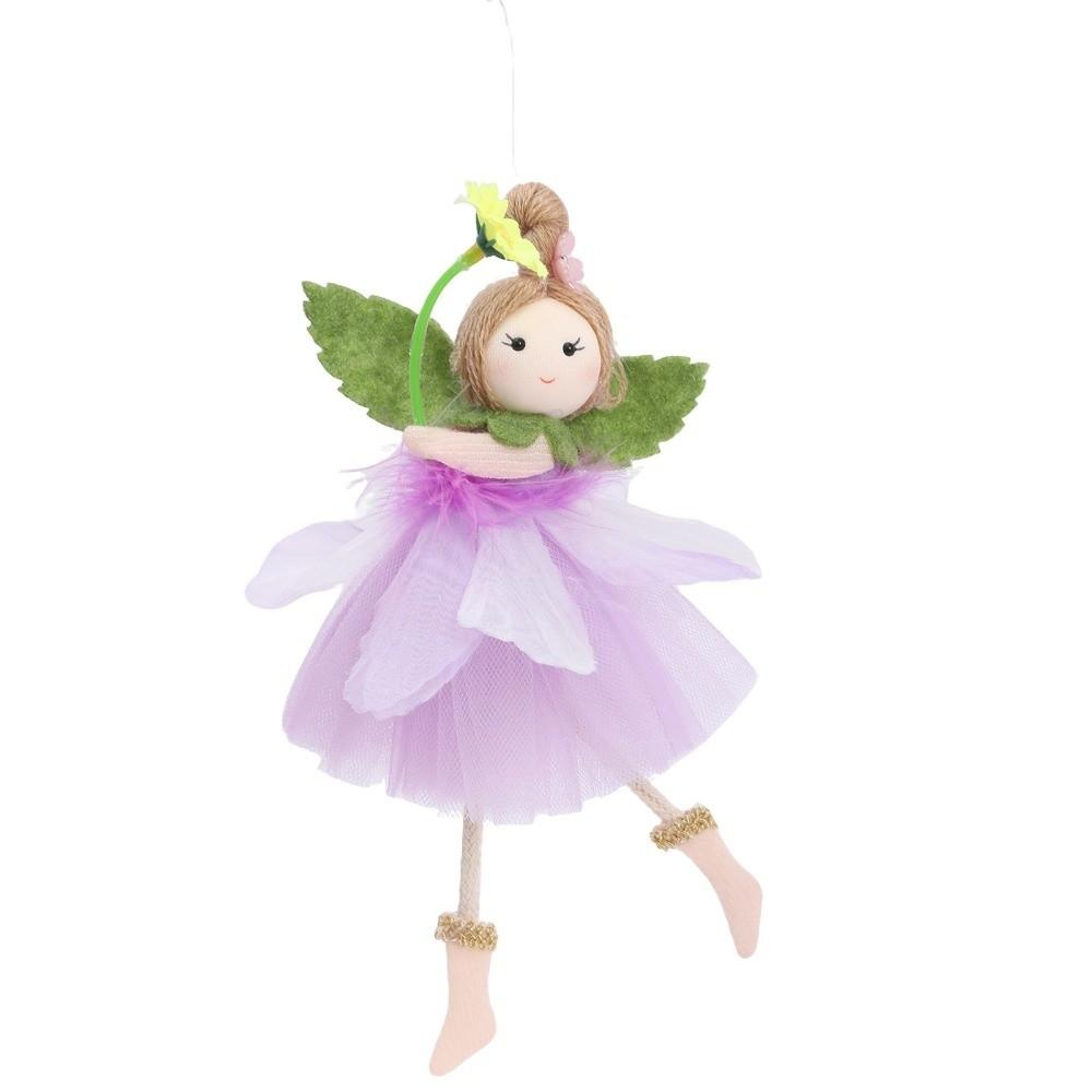 

Cute Kid Gifts Long Legs Flower Fairy Mesh with Flower Skirt Easter Fairy Pendant Handmade Wing Girl Pendant Home Party фиолетовый
