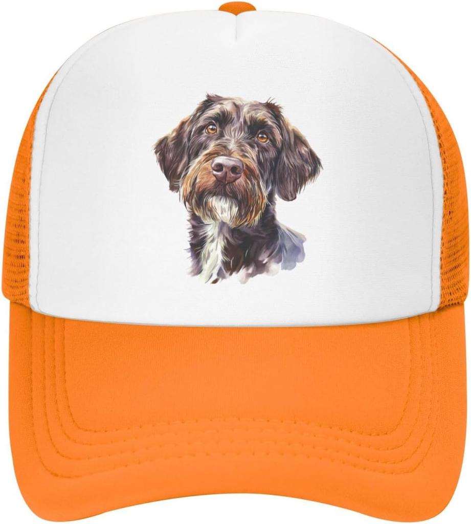 Drahthaariger Vorstehhund Griffon Hunde-Aquarell-Druck Mesh Trucker-Kappe Verstellbare Baseballkappe Lässige Snapback für Männer Frauen