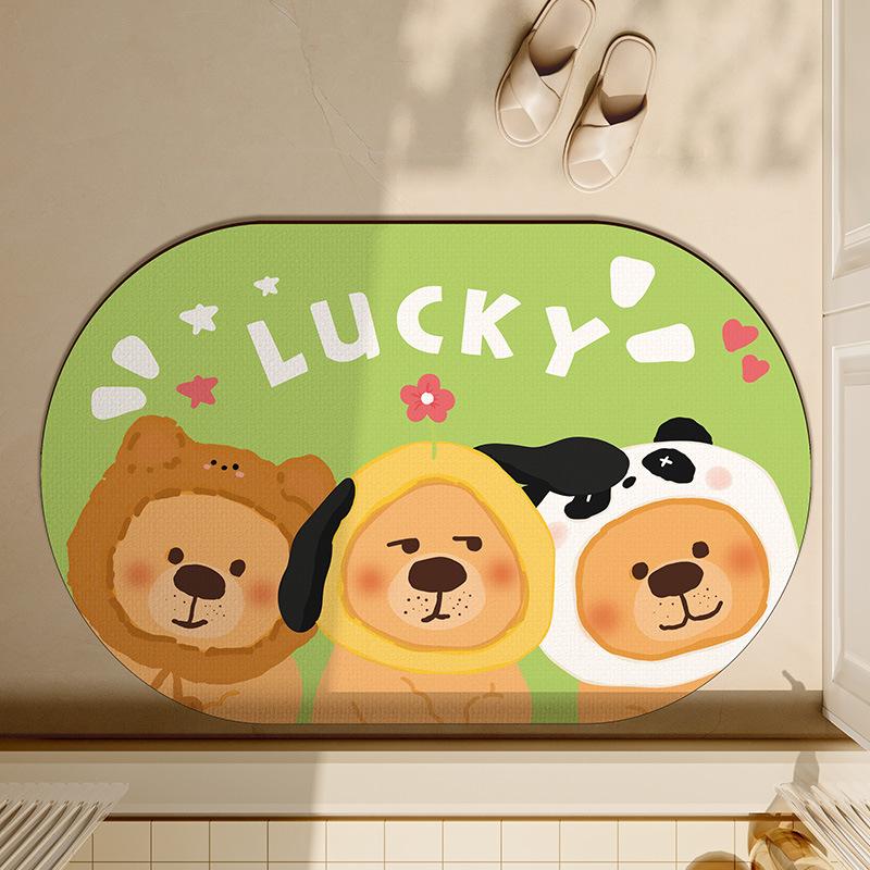 Badezimmer-Fußmatten mit starker Wasseraufnahme und schnell trocknendem Diatomeenerde-Material, rutschfest, Cartoon-Toilette, Toilettentür, Anti-Sturz-Fußmatte