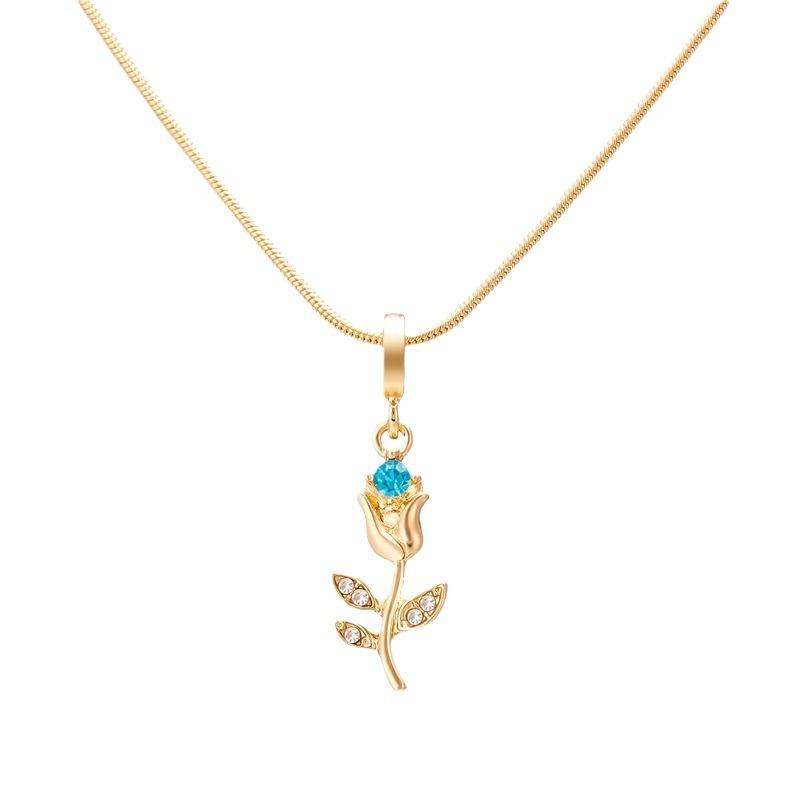 European and American high-end rose tulip necklace temperament women's flower necklace collarbone chain