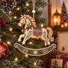 Nutcracker Tree Pendants Folk Art 2D Ornament, Acrylic Christmas Hanging Decoration, Retro Lightweight Decorations Angel Santa Rocking Horse Ornament