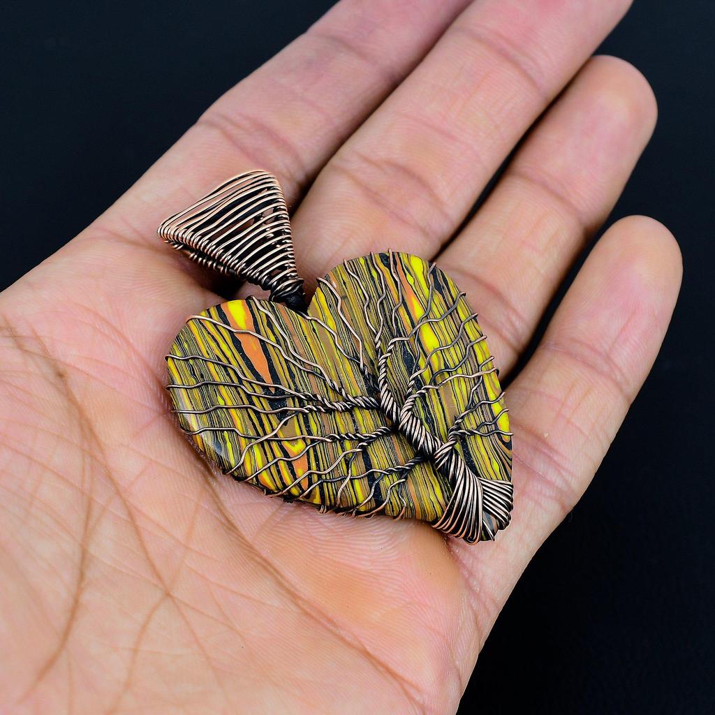 Mosac Ballon Jaspis Hänge, Ädelsten 999 Koppartråd Insvept Smyckeshänge, Handgjort Smycke Födelsesten Hänge, Gåva Till Honom