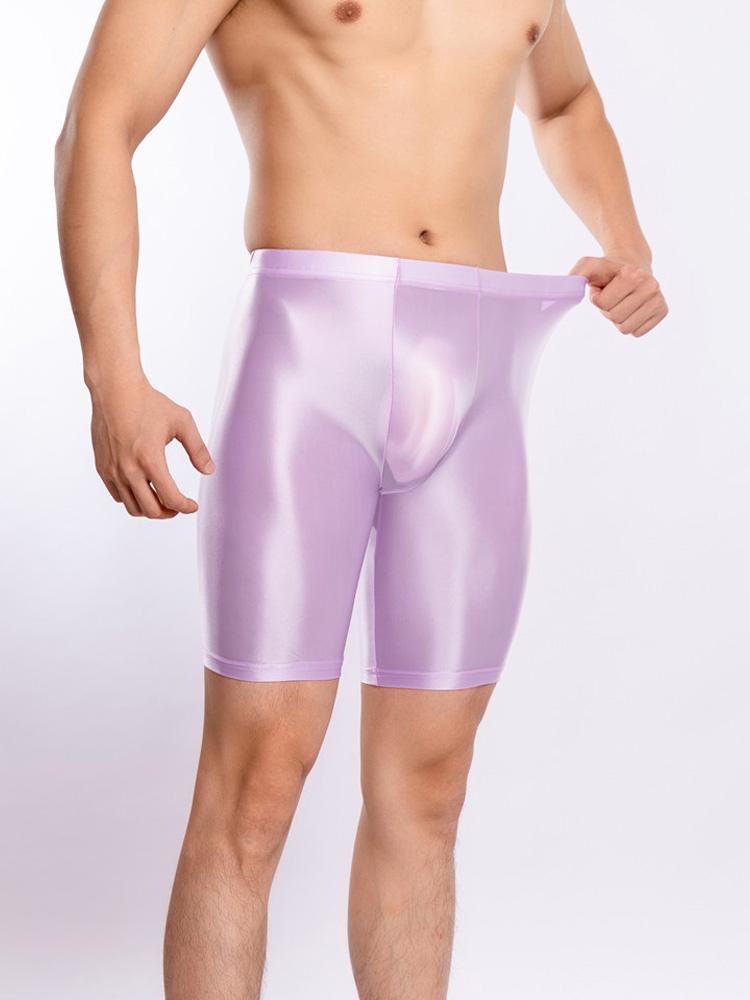 Sexy pánské saténové hladké boxerky Gym legíny Cukrová barva Spodní prádlo Šortky Kalhotky Vysoká elasticita Fitness kalhoty Tvarovací prádlo