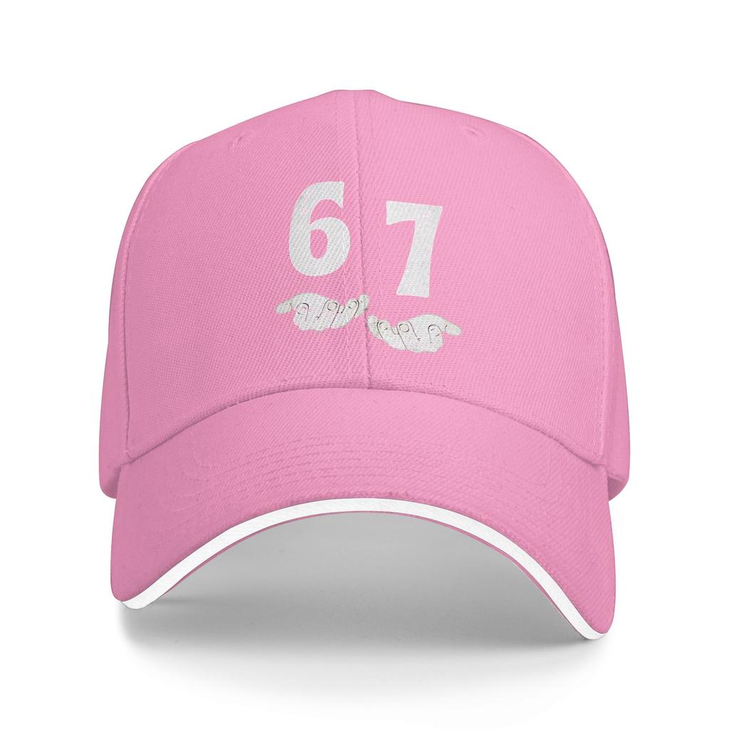 Funny 67 Meme With Hand Baseball Cap  Women Men Custom DIY Trucker Hat Summer Y2k Cute Running Hippie Sunscreen Baseball Caps