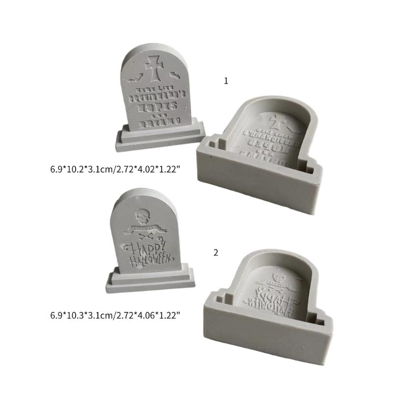 Halloween Tombstone Silicone Molds DIY Crafts Plaster Mold Handmade Scented Candle Soap Table Ornament Mould Non-stick