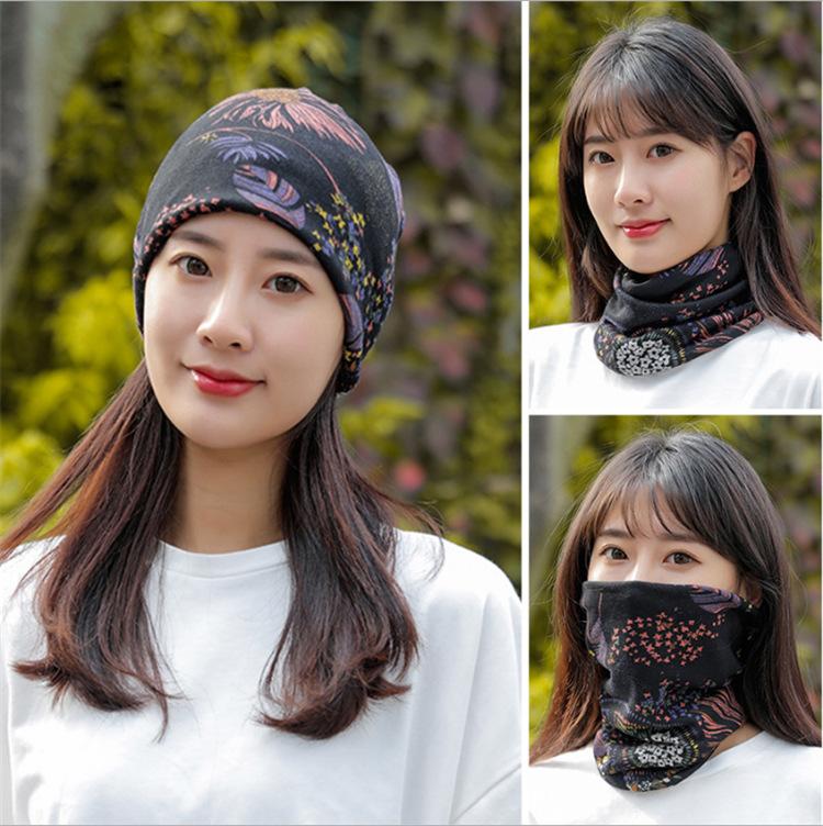 Fashion Double Head Cap Bib Twist Cap Multi-Functional Printed Scarf Cover Cap Neck Cap Face Mask Headscarf Cap C081