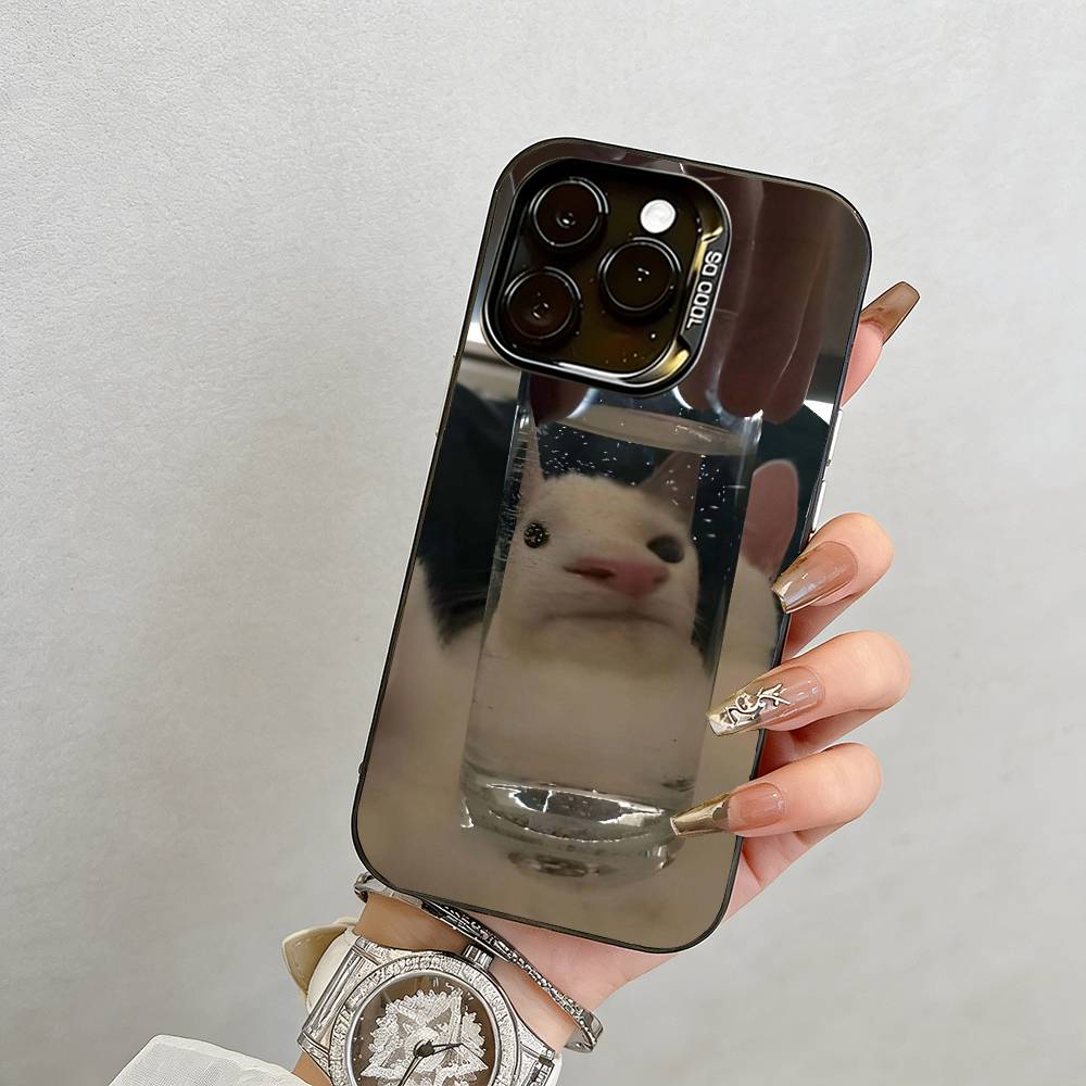

Забавный чехол для телефона с кошкой Чехол для телефона для iPhone 17,16,15,14,13,12,11 Plus,Pro Max,XS,Цветной Посеребренная Внутренняя крышка iPhone14