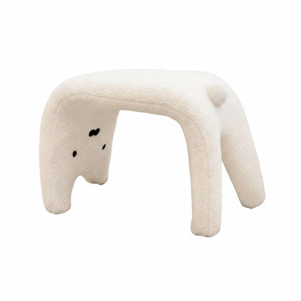 Small Stool Dressing Chair Plush Shoe Changing Stool Footrest Makeup Stool Entryway