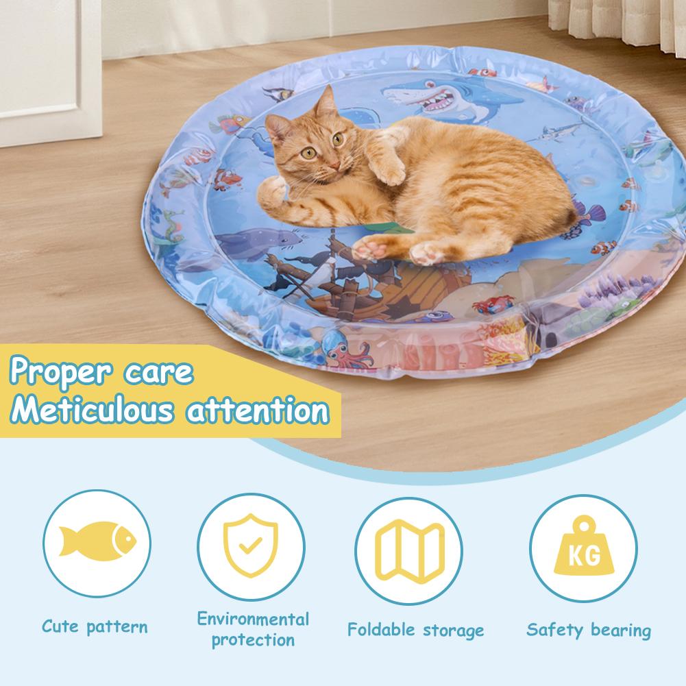 Extra Thick Aqua Interactive Cat Play Mat Floating Fish Cat Toys Bored Pet Animals Cat Kicker Toys for Indoor Outdoor Exercise