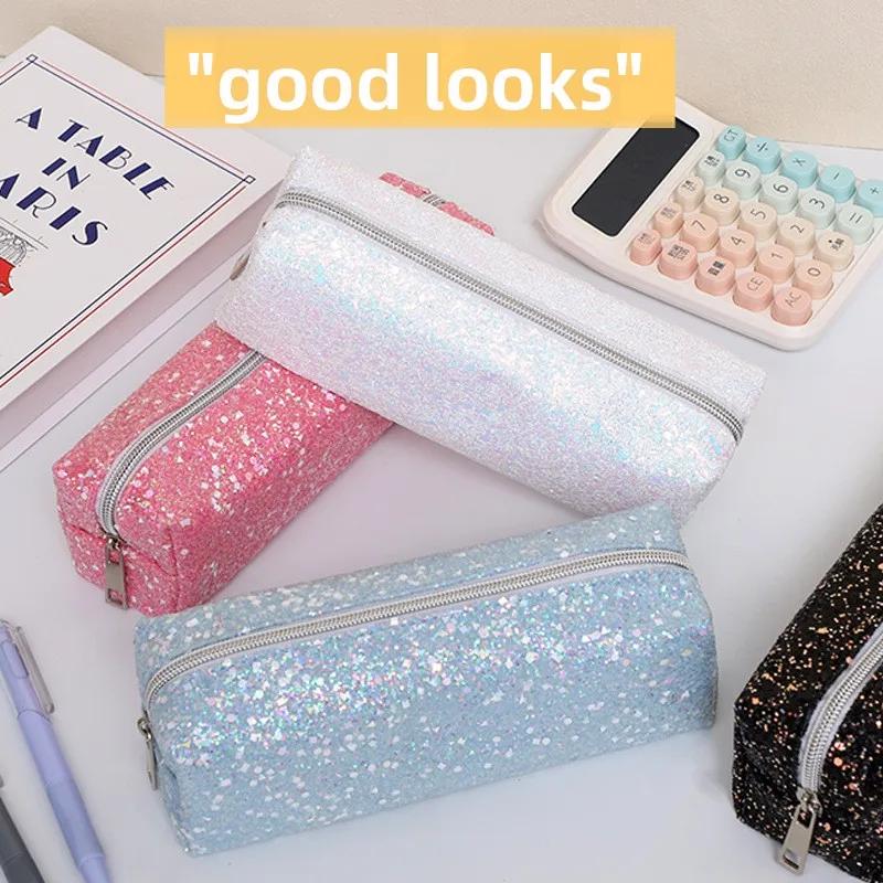 Korean Stationery Pencil Cases For Girls Glitter Pencil Case Trousse Pen Case Sequin Estuche School Supplies Pencil Pouch