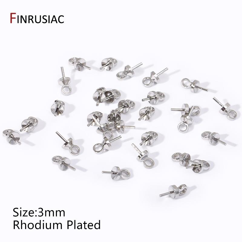 

14/18K Gold Plated Brass Eye Pin Screw Eye Bails Beads End Caps Pearl Charms Connector Bail For DIY Pendants Making Accessories 20 pieces
