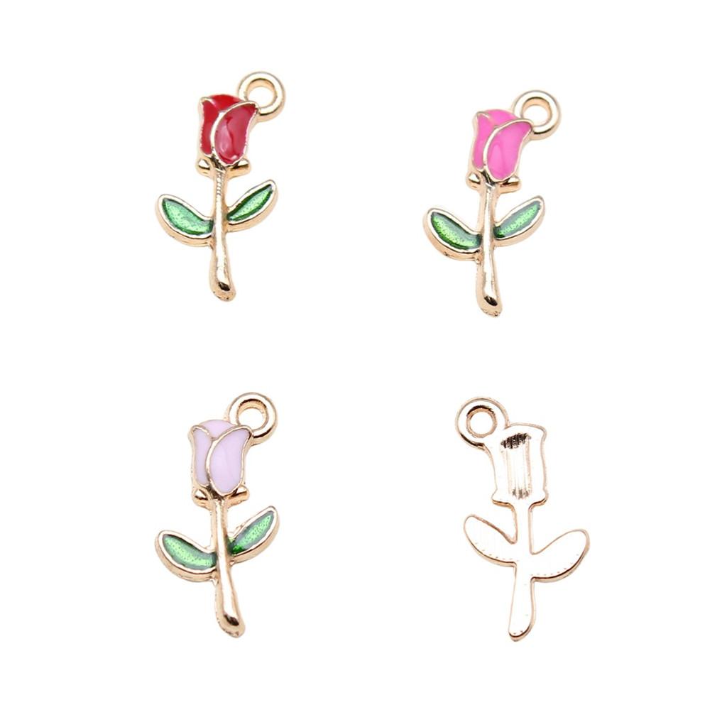 Enamel Charms Multi Color Flower Pendants For Floral Themed Jewelry