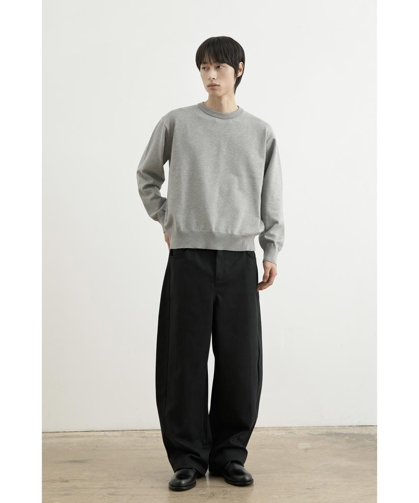 WHOLOVESART Washable Semi-Crop Knit Pullover Melange Gray