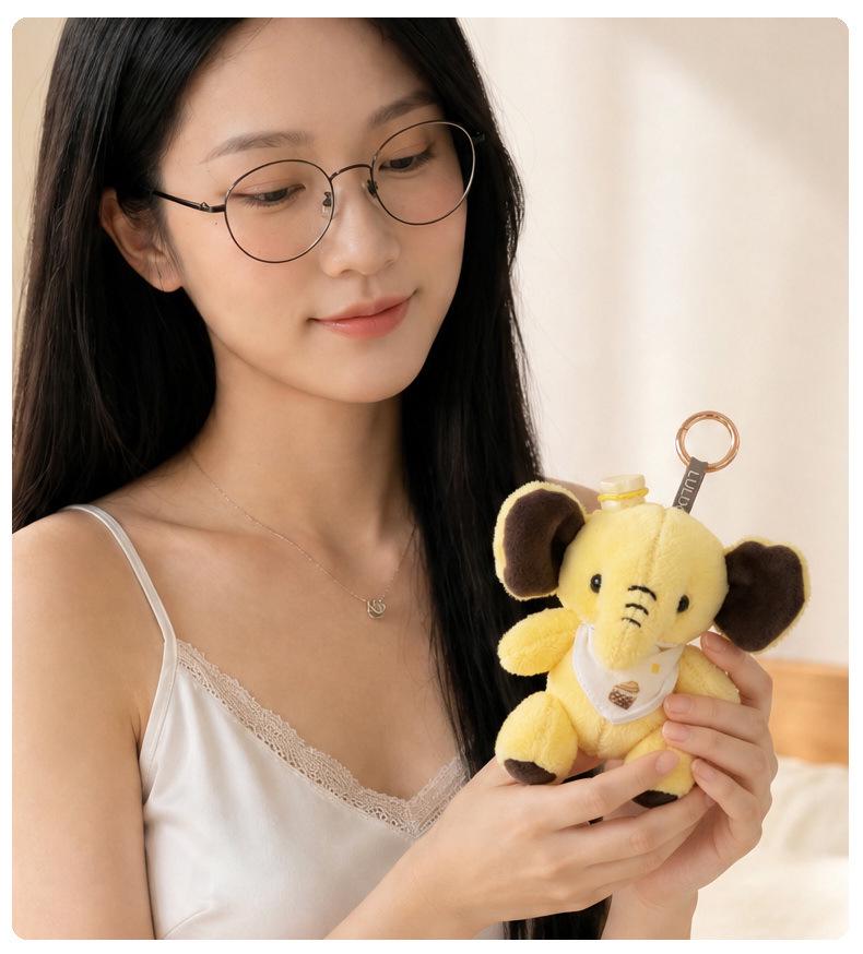 Adorable Jointed Elephant Plush Keychain Charm for Kids