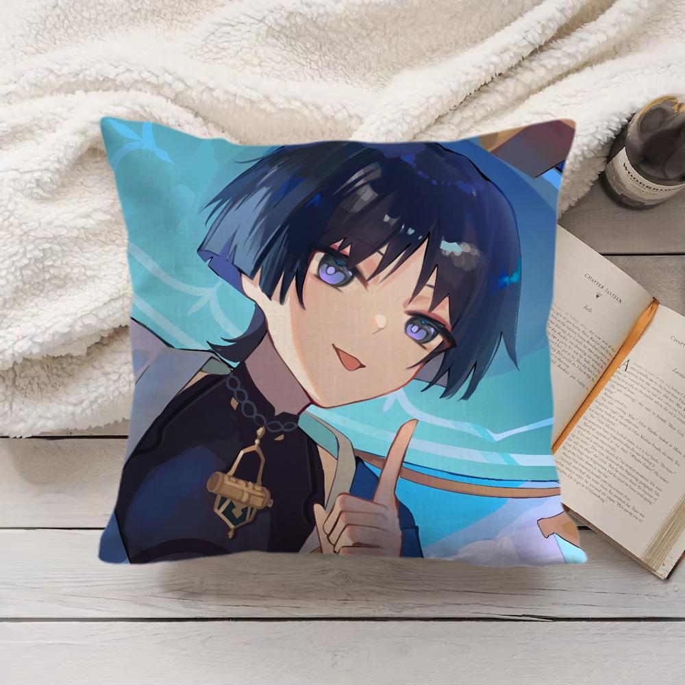 Wanderer Genshin Impact Cushion Cover Silky Short Plush Invisible Zipper Dustproof Sofa Pillow Case For Home Decor