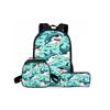 Shark Marine Print Three Piece Set Backpacks for Boy/Girls Best Gift 2D Cartoon Fashionable School Bag for Children