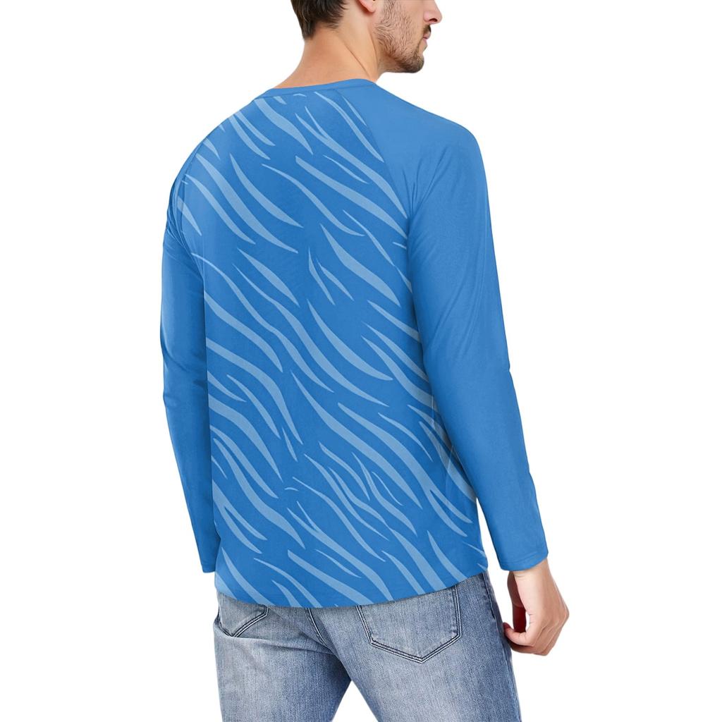 Men's Fashion Printed Raglan Long Sleeve Sports Top