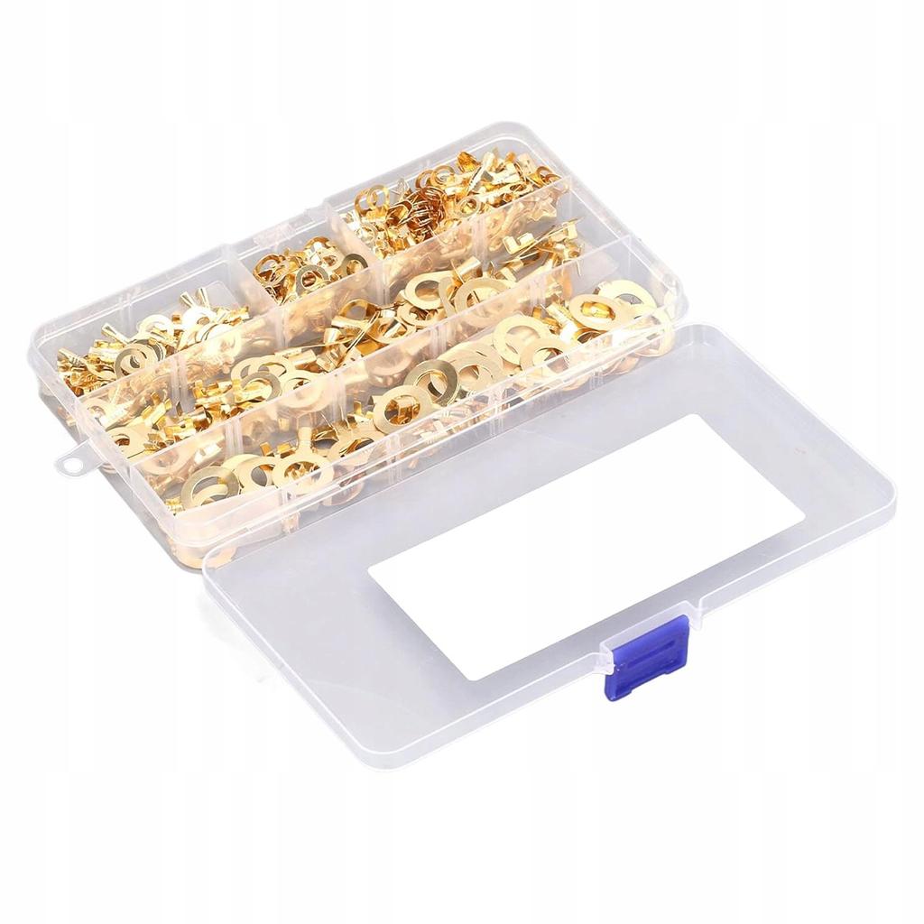 Rosfix Zestaw Konektorów Oczkowych M6-M10 – 300 Sztuk w Etui | Mosiężne Złącza | Wysoka Przewodność Elektryczna