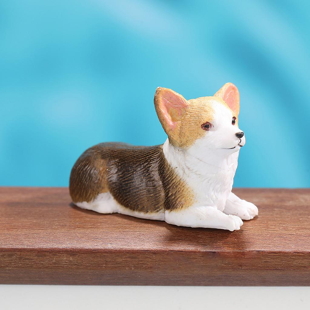 Corgi Dog Figurine Simulation Resin Animal Dashboard Ornaments Miniature Corgi Dogs Decor For Home, Car Interior