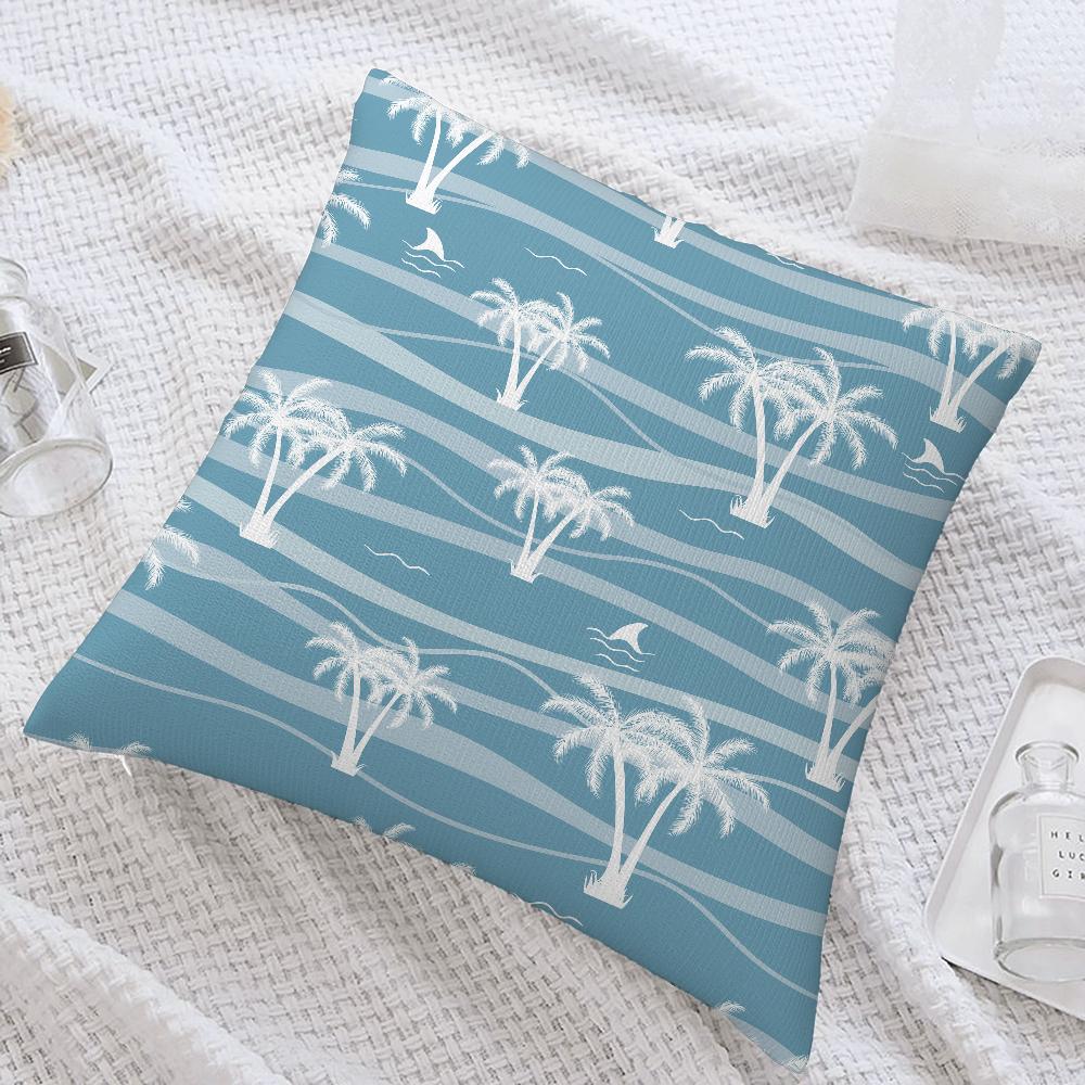 Plam Trees Flowers Pillow Case Sofa Decorative Home Double-sided Printing Short Plush Cushion Cover Throw Pillow Cover Gifts