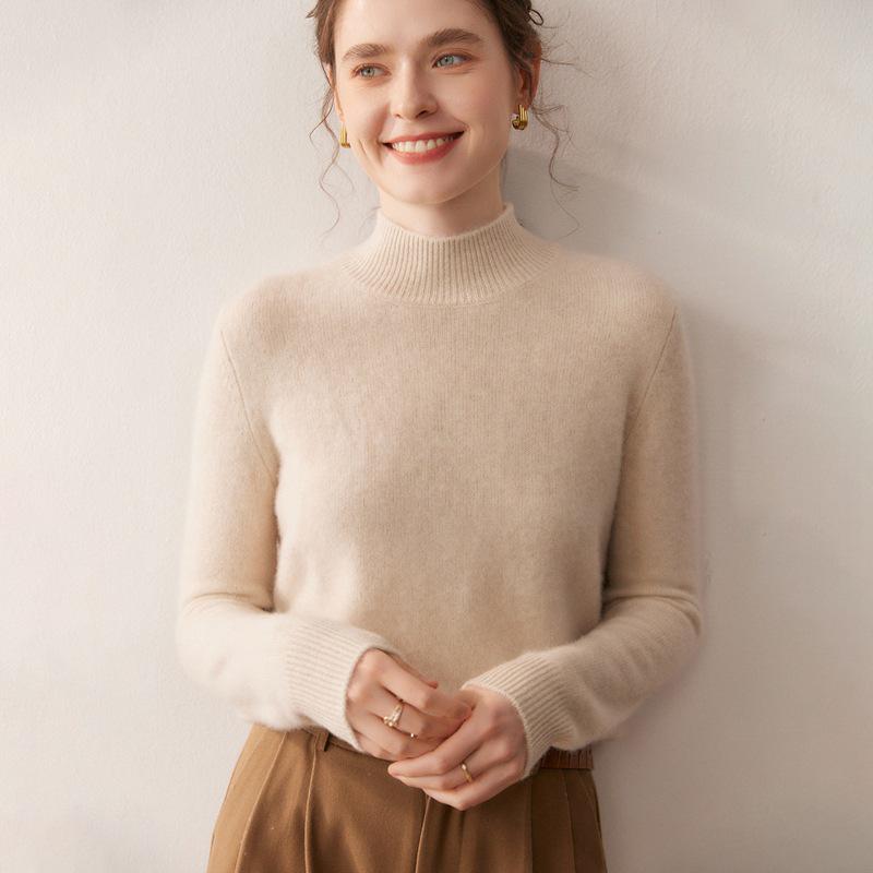 Women's Autumn Winter Cashmere Blend Soft Knit Turtleneck Sweater