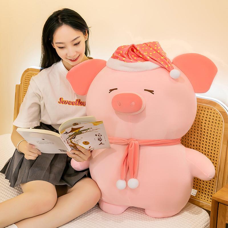 Adorable Pink Plush Pig Toy Cute Nighttime Buddy With Hat For Kids Comforting Sleep Companion