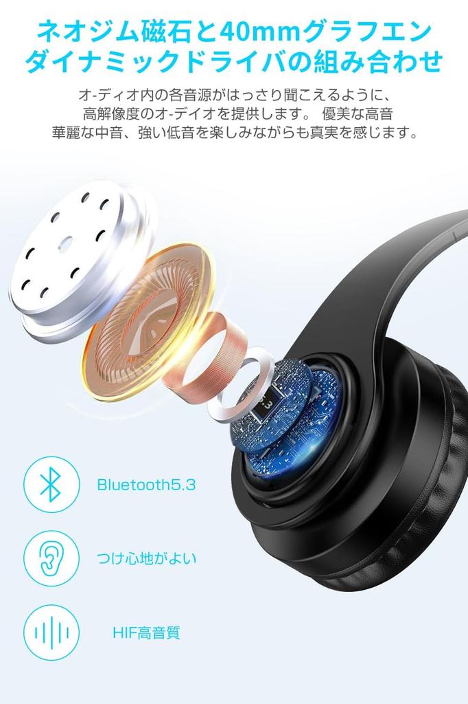 Binoa Wireless Headphones with Bluetooth Up To 38 Hours of Continuous Sound Leakage Adjustable Noise Low Fast TELEC for and Japanese Instruction