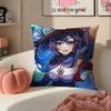 Game Genshin Mona Cushion Cover Pillowcase Short Plush Invisible zipper Room Sofa Cushion Cover
