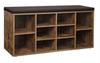 Shoe Bench, Shoe Shelf, Shoe Rack, Storage Cabinet, 10 Compartments, with Cushion, for Entryway, 104 X 30 X 48 Cm, Rustic Brown