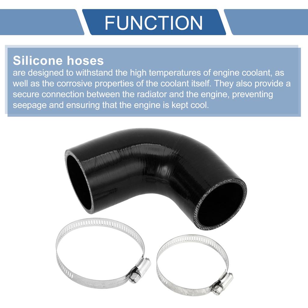 X AUTOHAUX Inner Diameter 57mm-63mm Length 102mm Elbow 90 Degree Black Silicone Hose